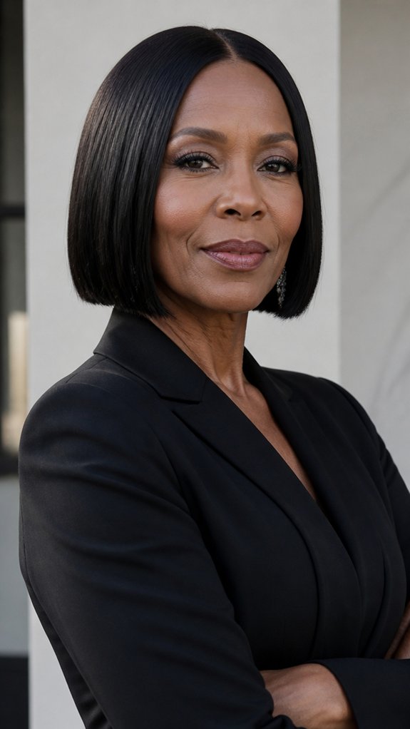 sleek jaw grazing glossy bob