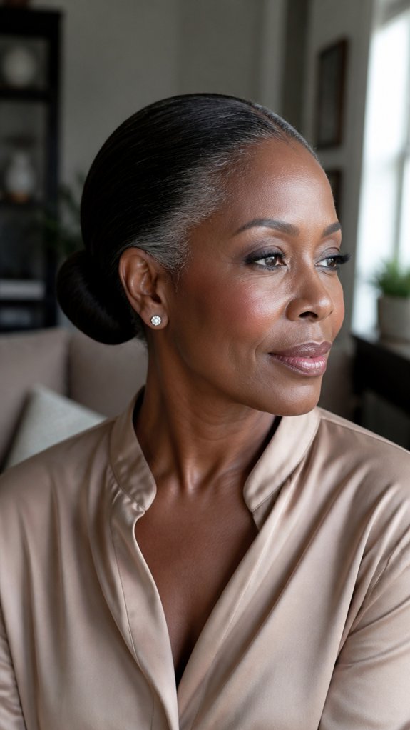 sleek low protective bun