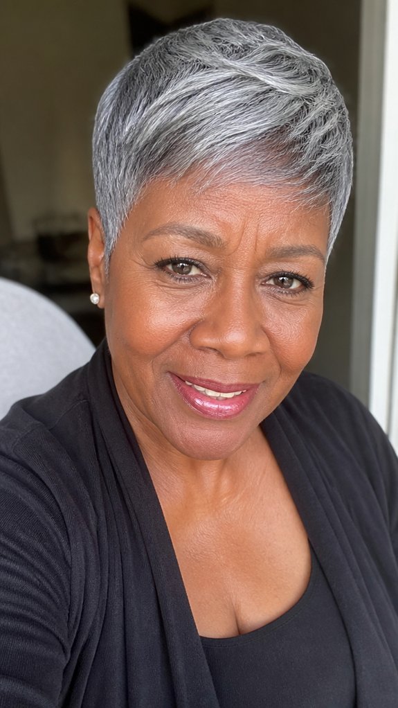 sleek silver tapered pixie