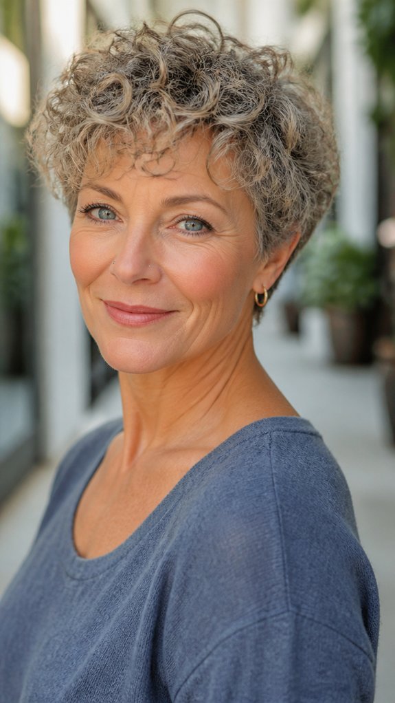 tapered curly bangs framing