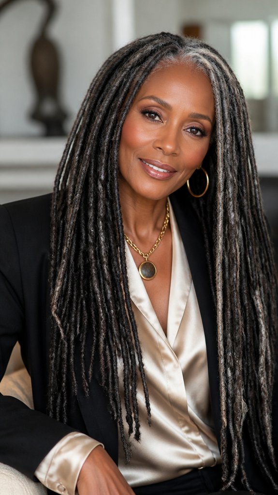 waist length elegant silver locs