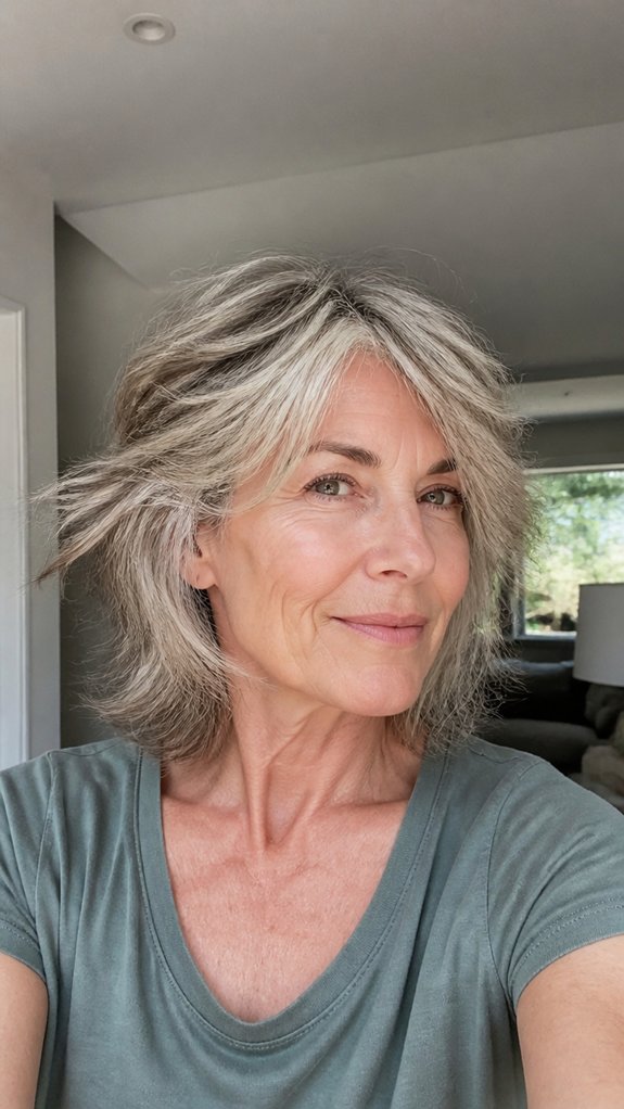 airy layered shag with micro bangs