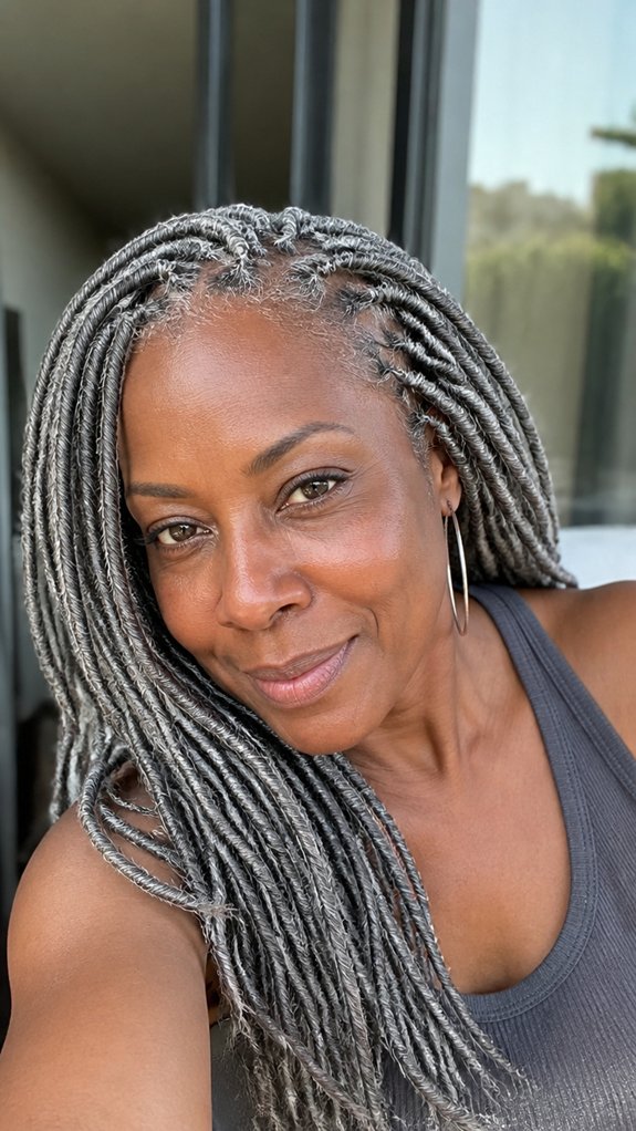 ash gray chic braid locs