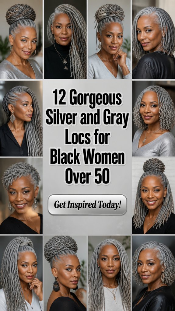 elegant silver gray locs styles