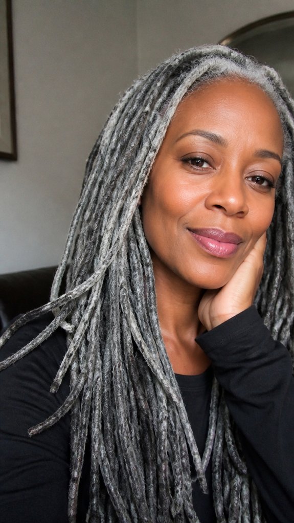 glossy cool silver locs