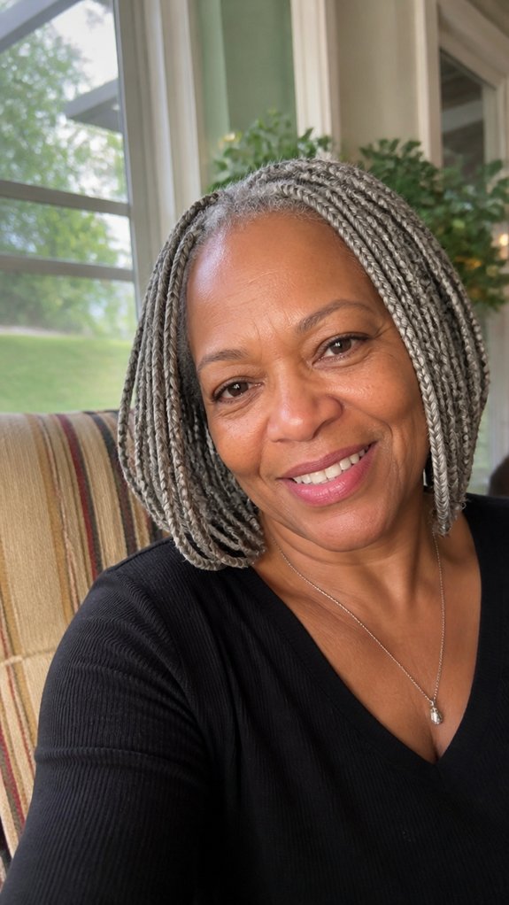 layered gray braided bob