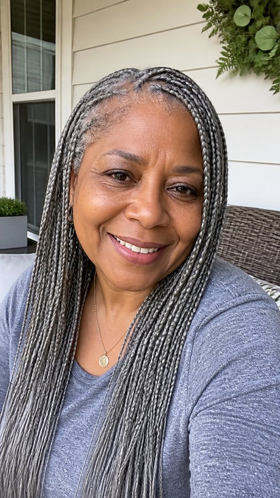long gray box braids