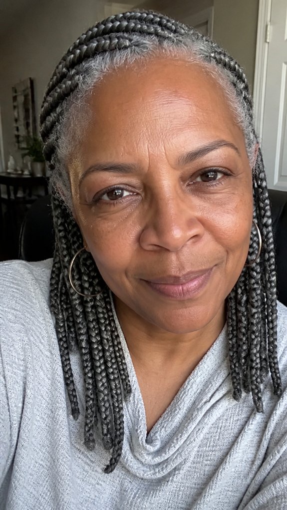 low maintenance gray braided styles