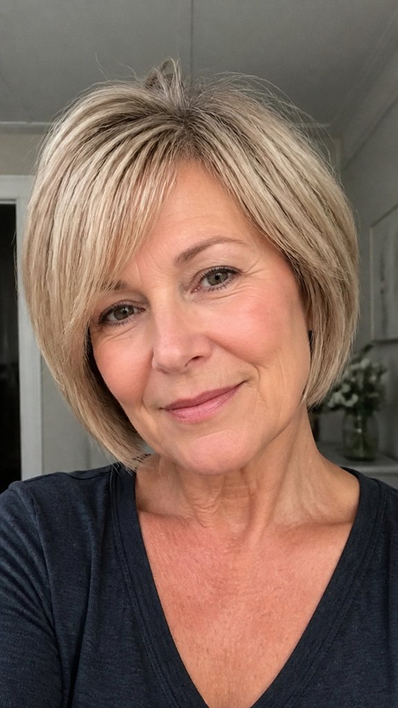 short bob with side swept bangs
