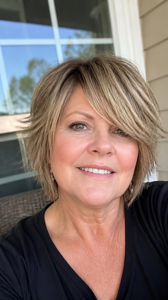 side swept layered face flattering