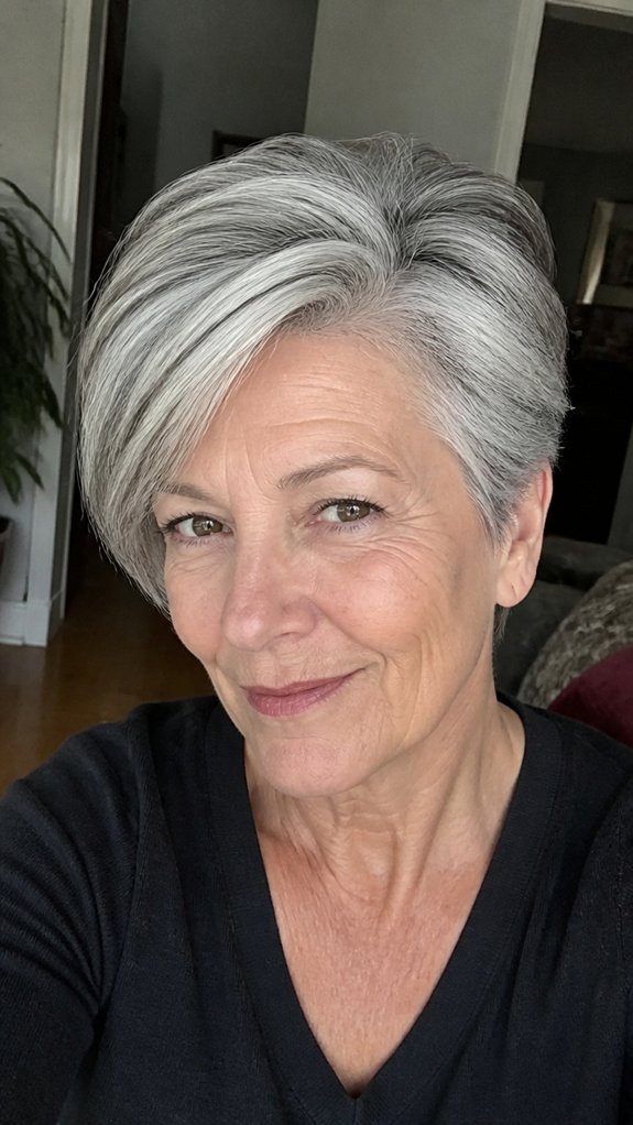 side swept textured pixie volume