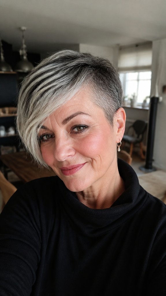 side swept undercut pixie bob