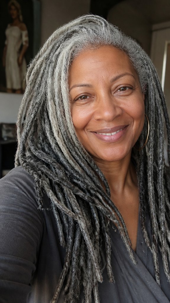 silver gray locs gentle placement