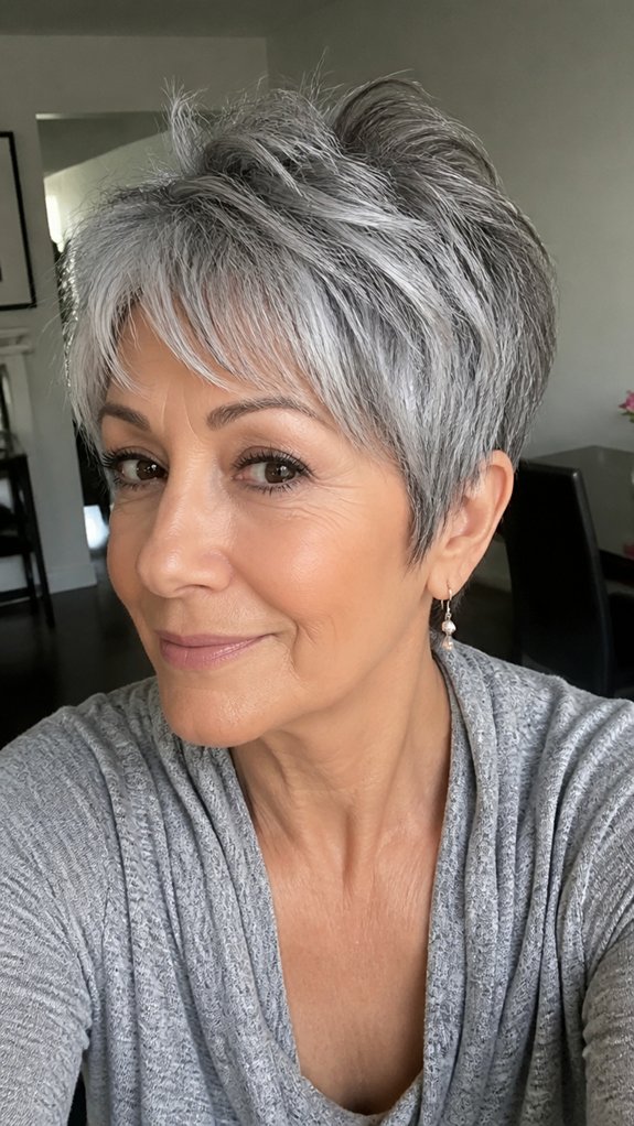 silver highlighted ash glazed pixie