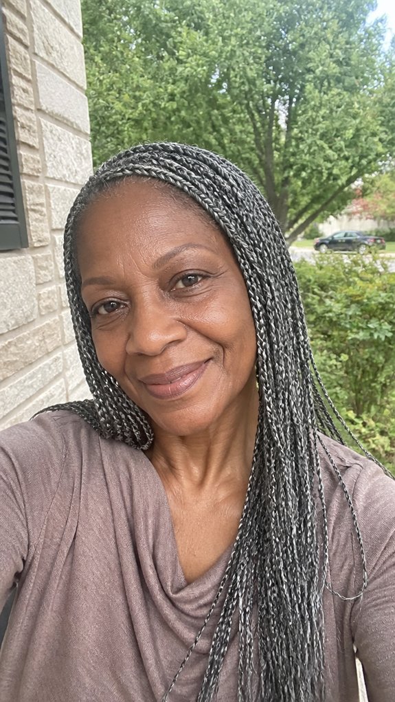 thin to medium senegalese gray braids