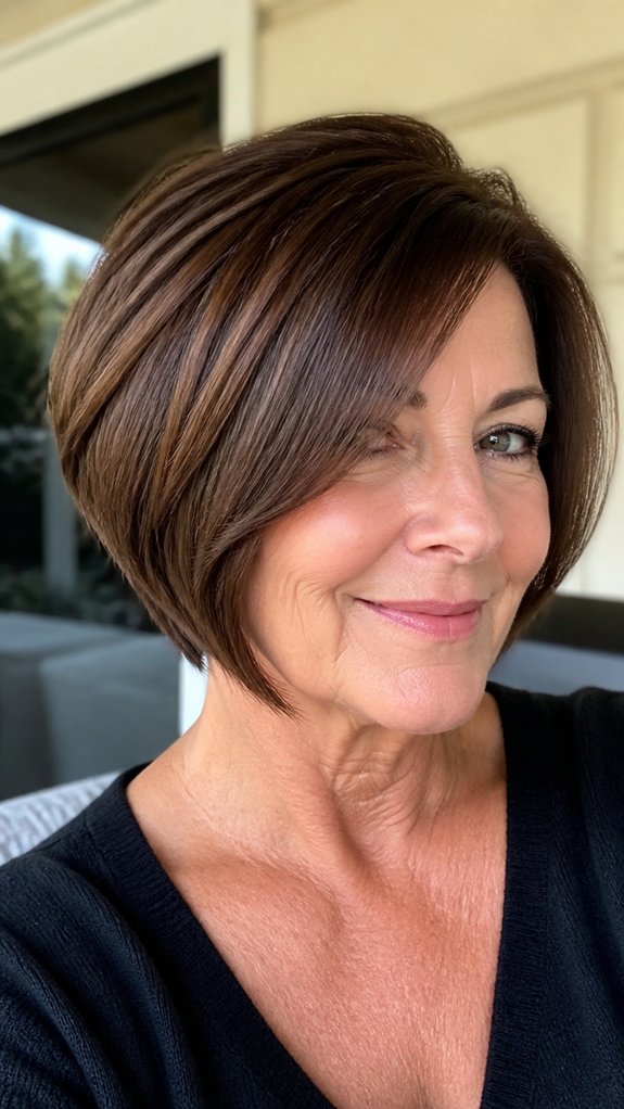 angled chin length stacked bob
