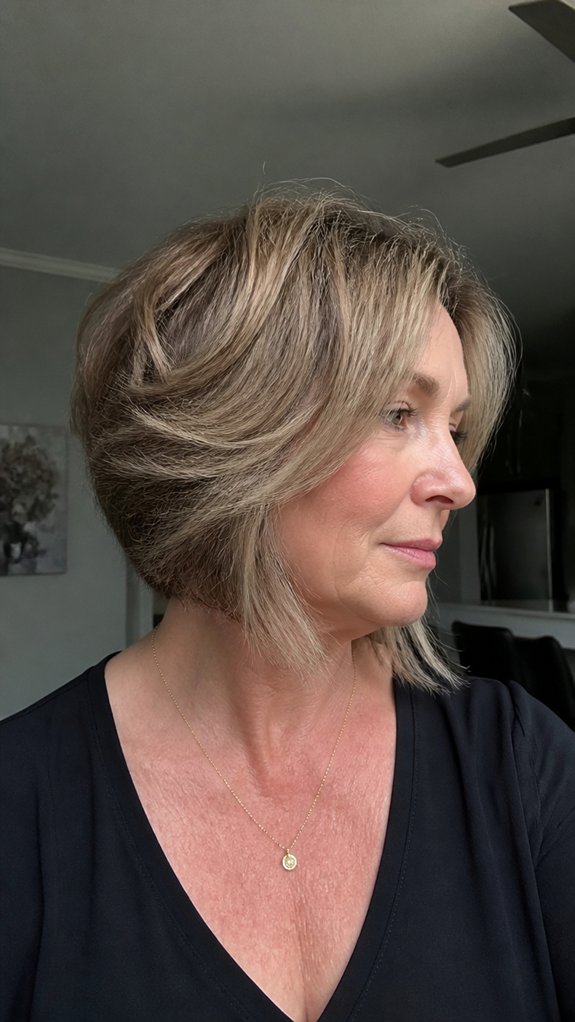 angled feathered textured bob