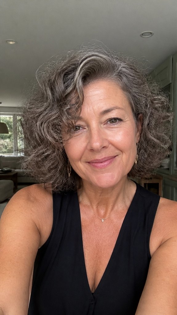asymmetrical side part curly bob