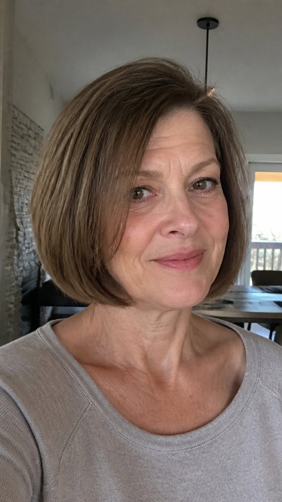 blunt chin length stacked ends