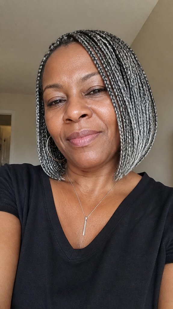 bob length gray braided bob