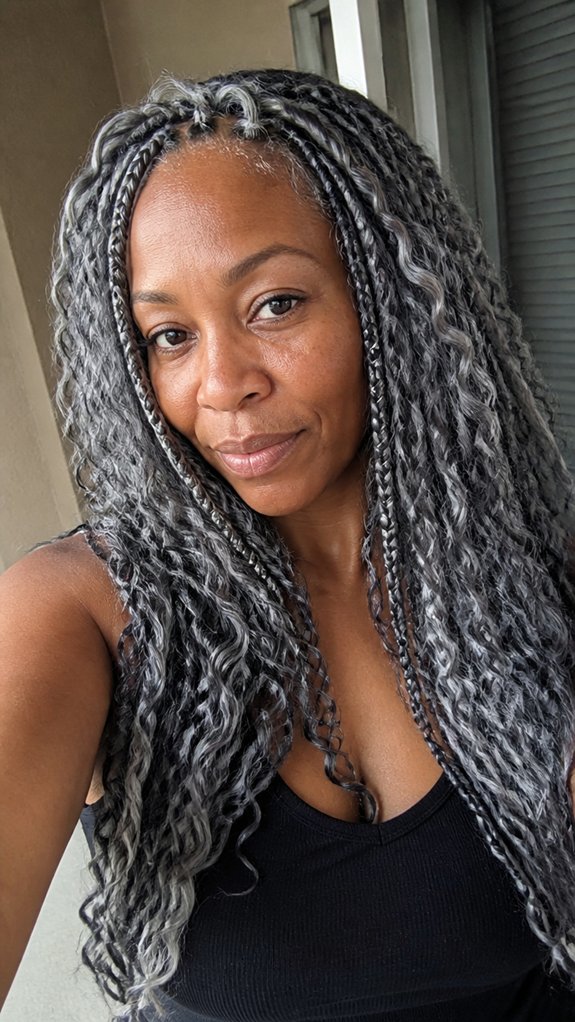 boho gray braids with silver