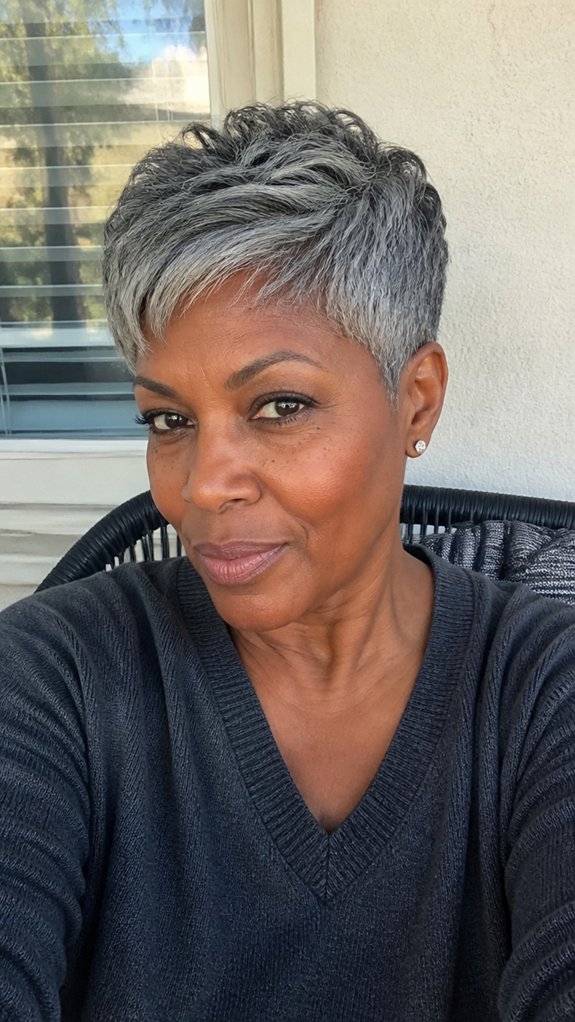 bold silver textured pixie