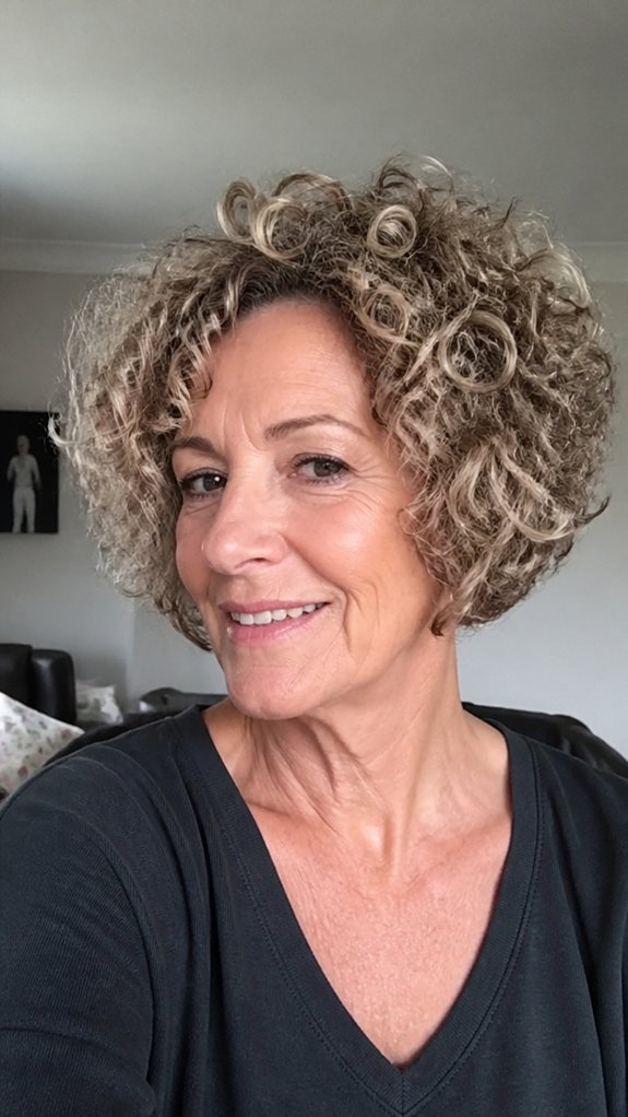 bouncy curly bob with taper