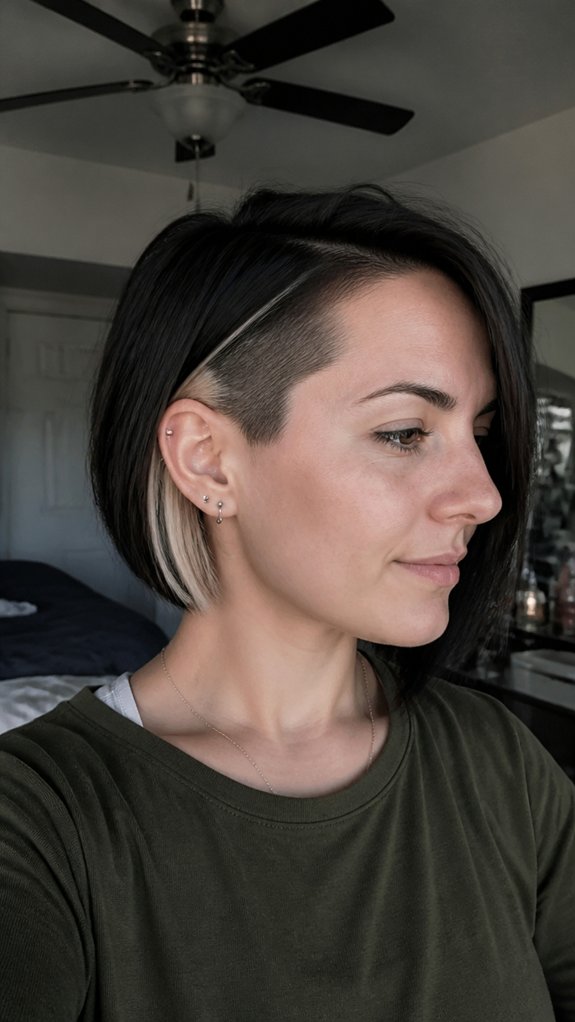 color blocked hidden undercut bob