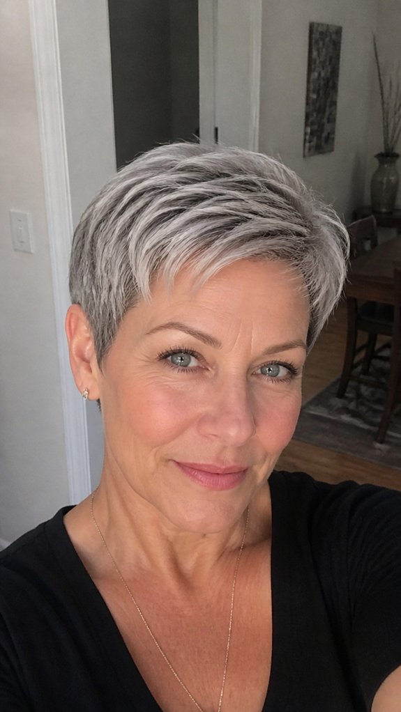 cool toned silver pixie finish