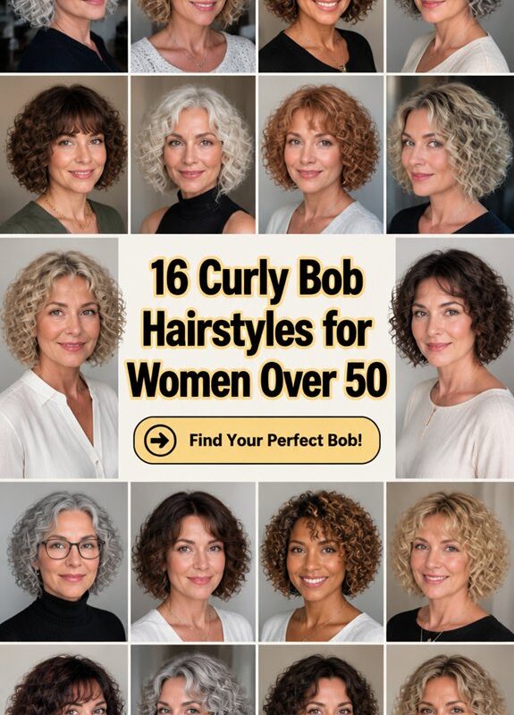 curly bob styles for 50