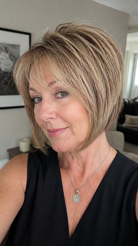 curved layered bob for lift