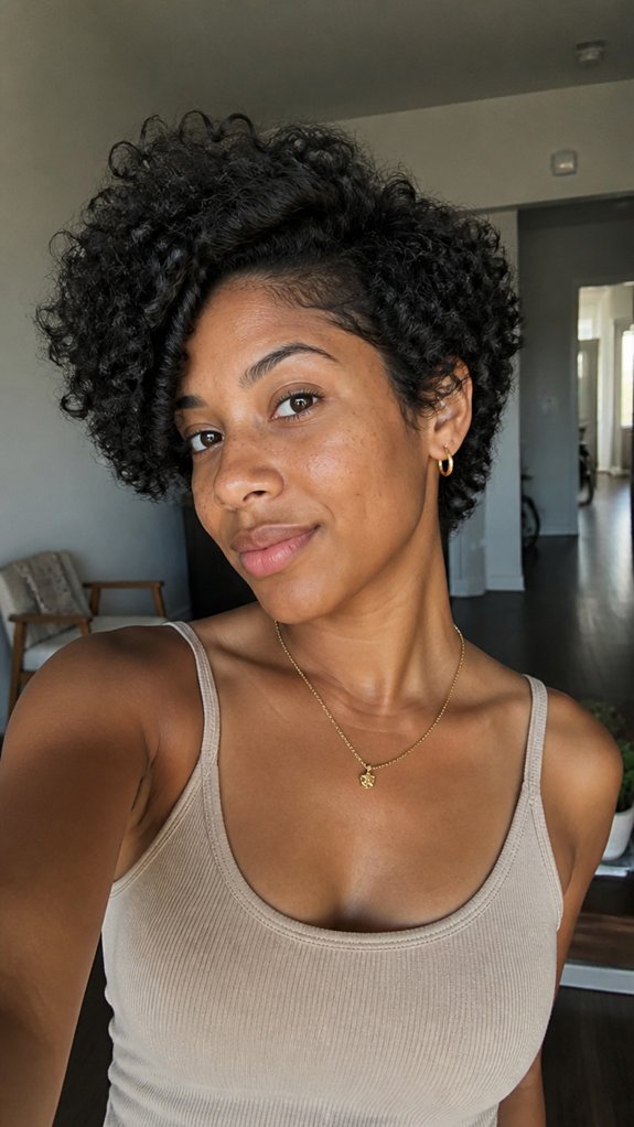 deep side parted curly bob