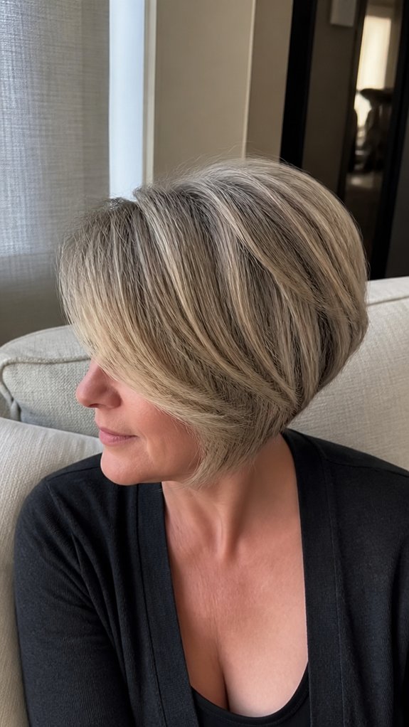 deep side swept angled fringe