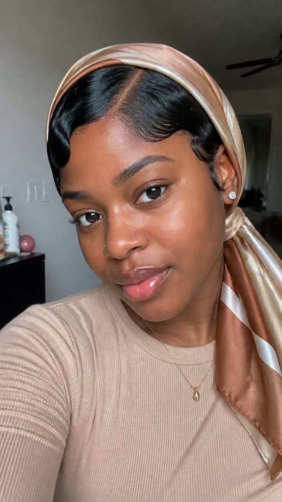 deep sidepart scarf waves