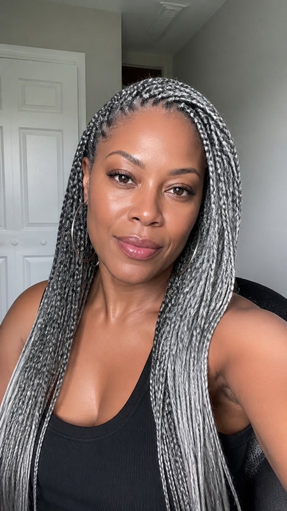 defined textured gray braids