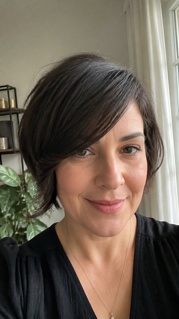 diagonal wispy side swept bangs