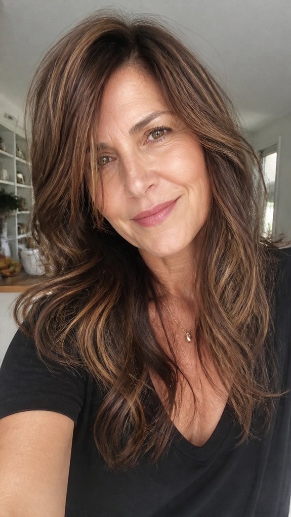dimensional brunette balayage waves