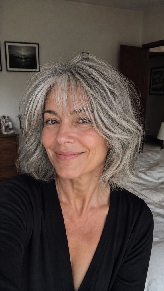 effortless silver framed cheekbone fringe