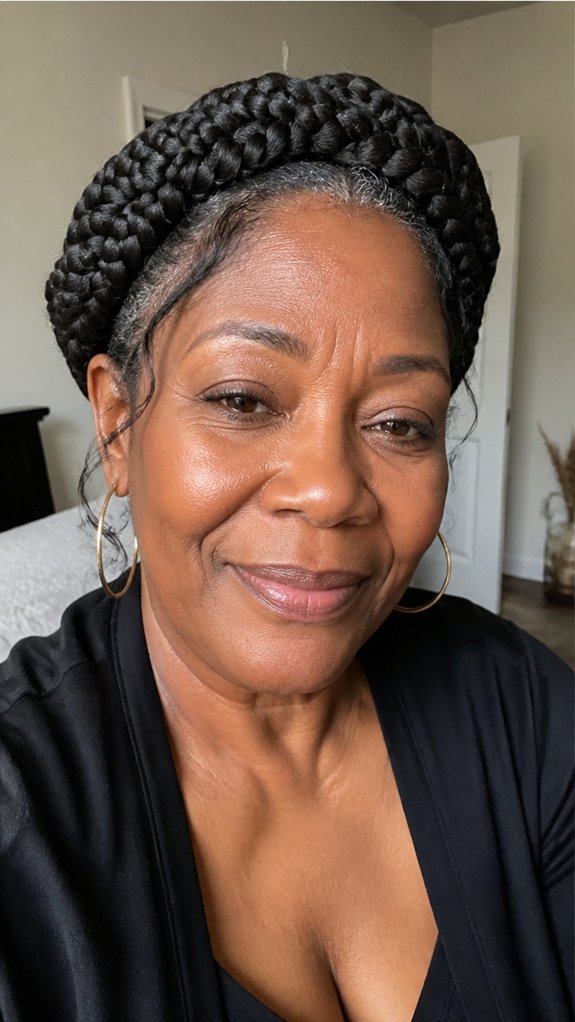 elegant halo braids framing face