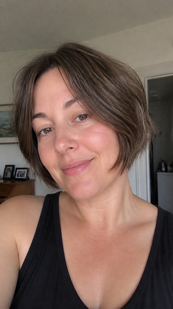 feathered jaw framing layered bob