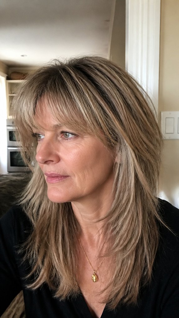 feathered layered sleek mullet