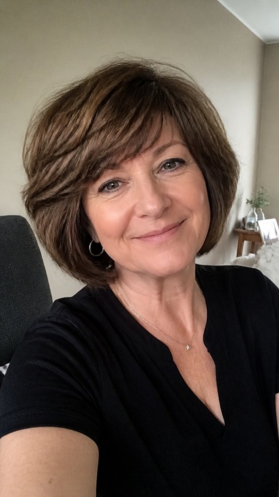 feathered rounded bob volume