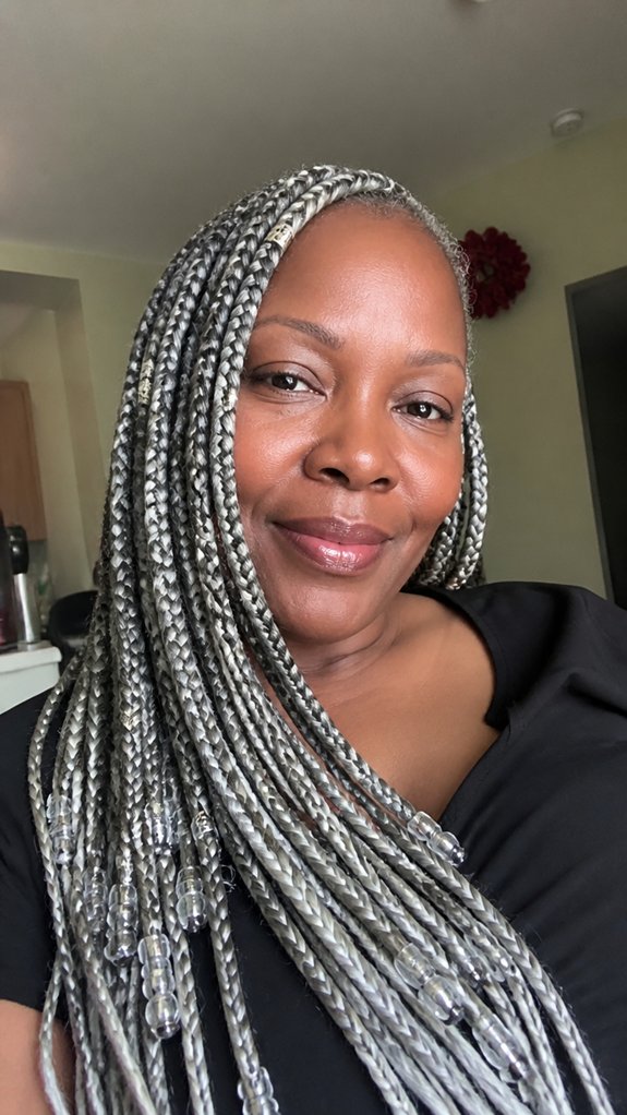 gray braids with beads
