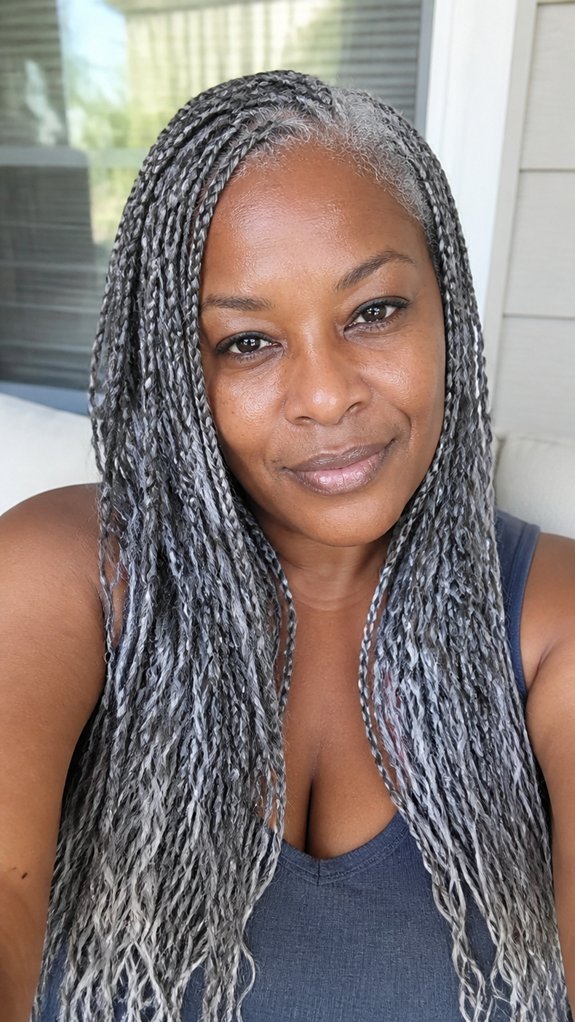 gray braids with silver highlights