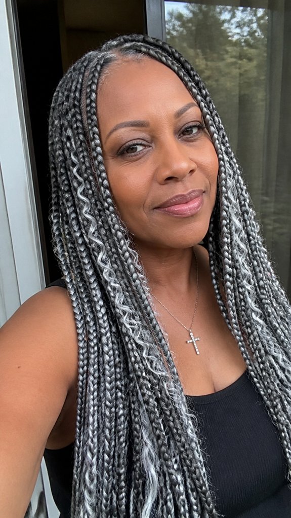 gray goddess silver swirl braids