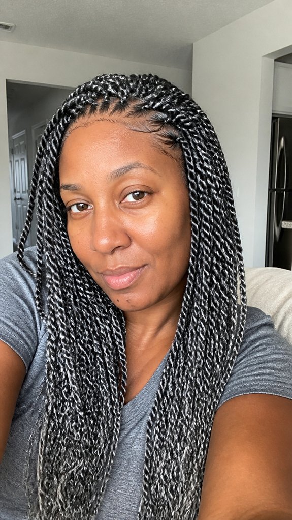gray senegalese twist shine