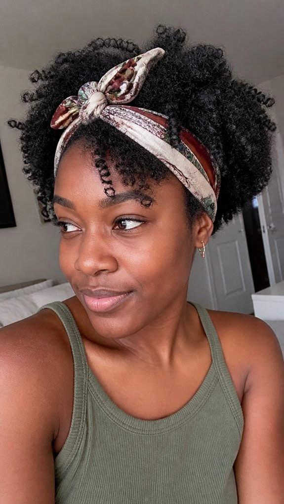 headband wrapped defined curly peek