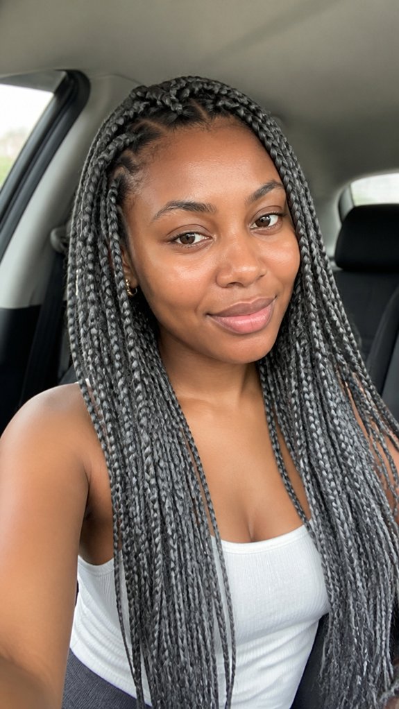 knotless gray braids elegance