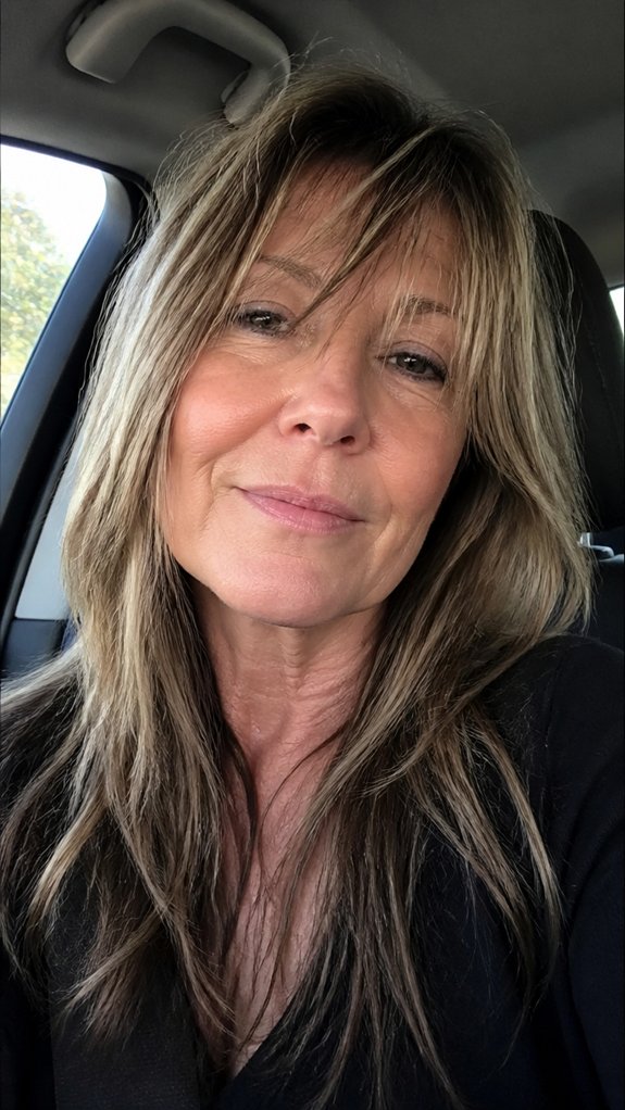 layered side swept airy bangs