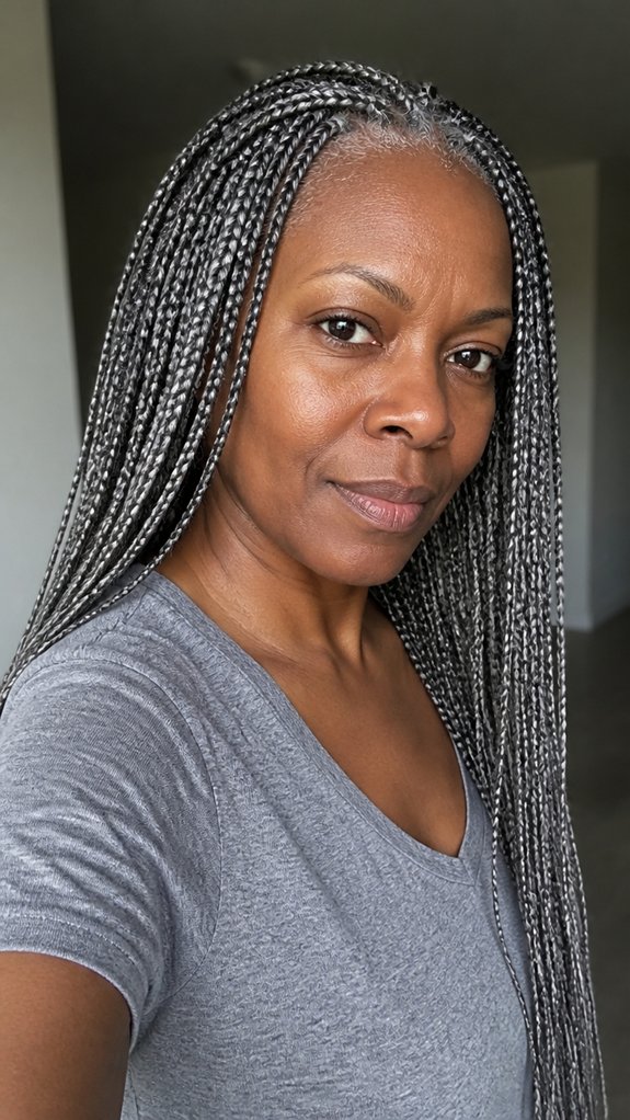 layered silver mid back braids